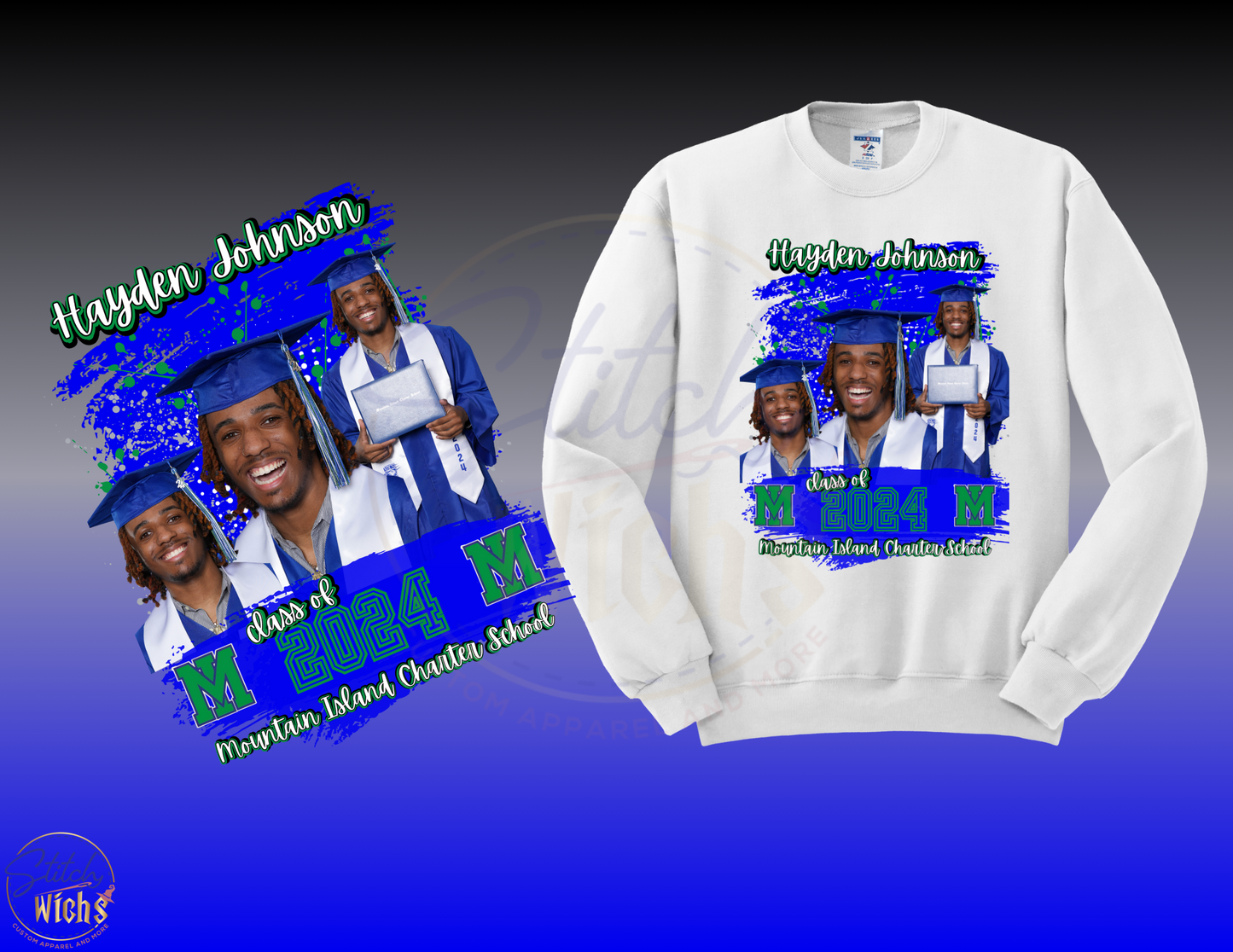 Custom Printed Graduation Shirt (center print)