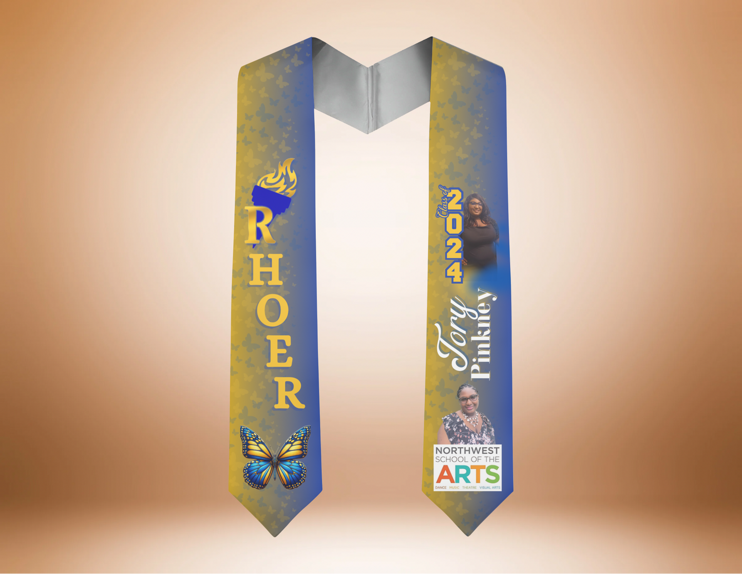 Custom Printed Rhoer Club Graduation Stole