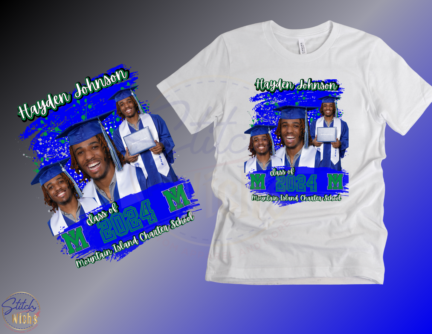 Custom Printed Graduation Shirt (center print)