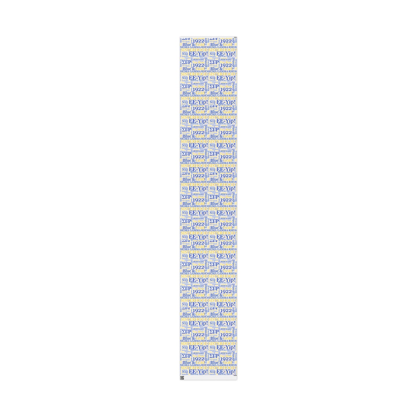 Sigma Gamma Rho Blue & Gold Sisterhood Wrapping Paper — '1922 EE-Yip!' Word Cloud Gift Wrap