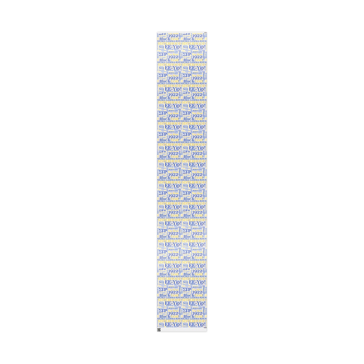 Sigma Gamma Rho Blue & Gold Sisterhood Wrapping Paper — '1922 EE-Yip!' Word Cloud Gift Wrap