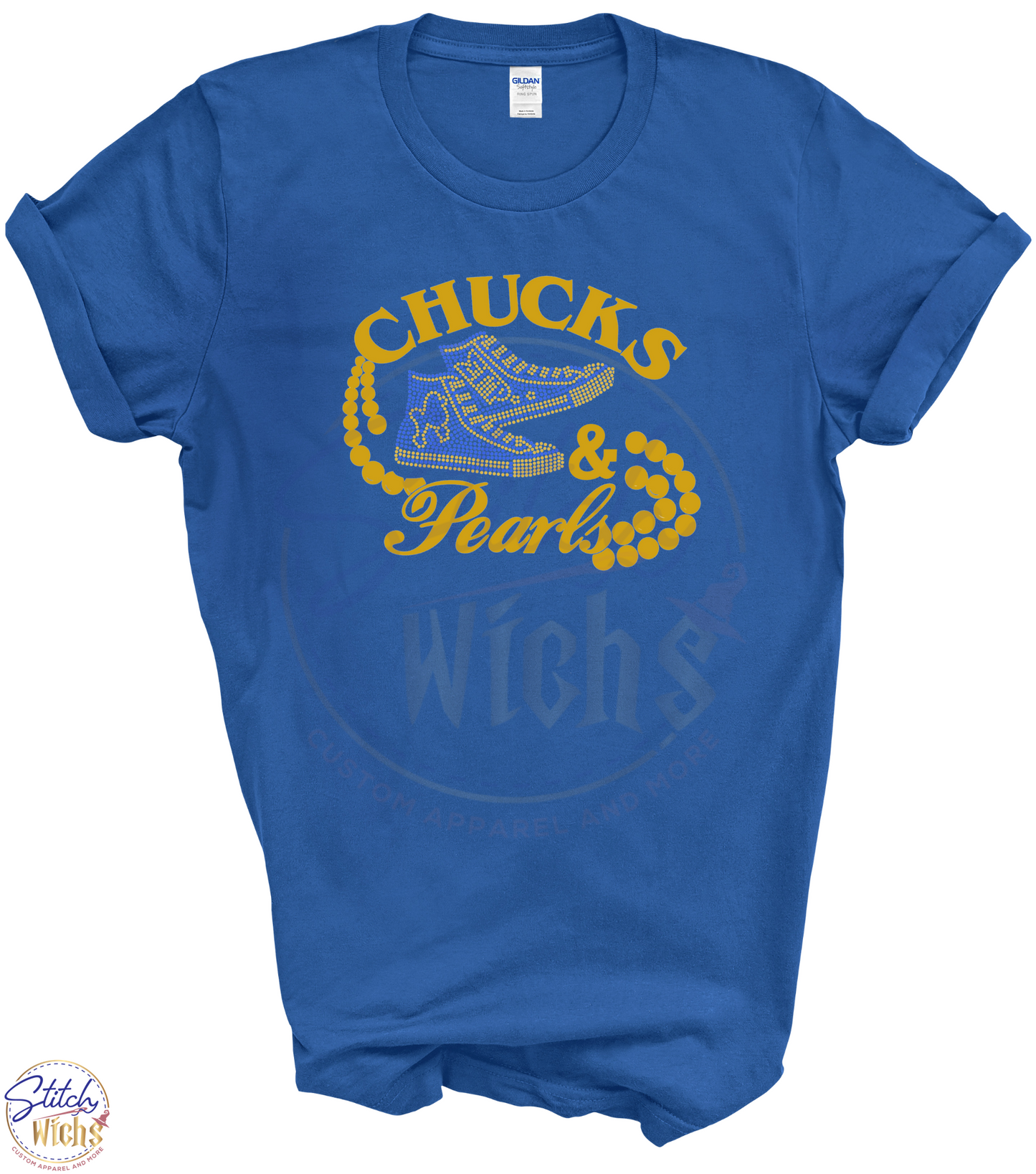 Bling Chucks & Pearls - Royal Blue & Gold