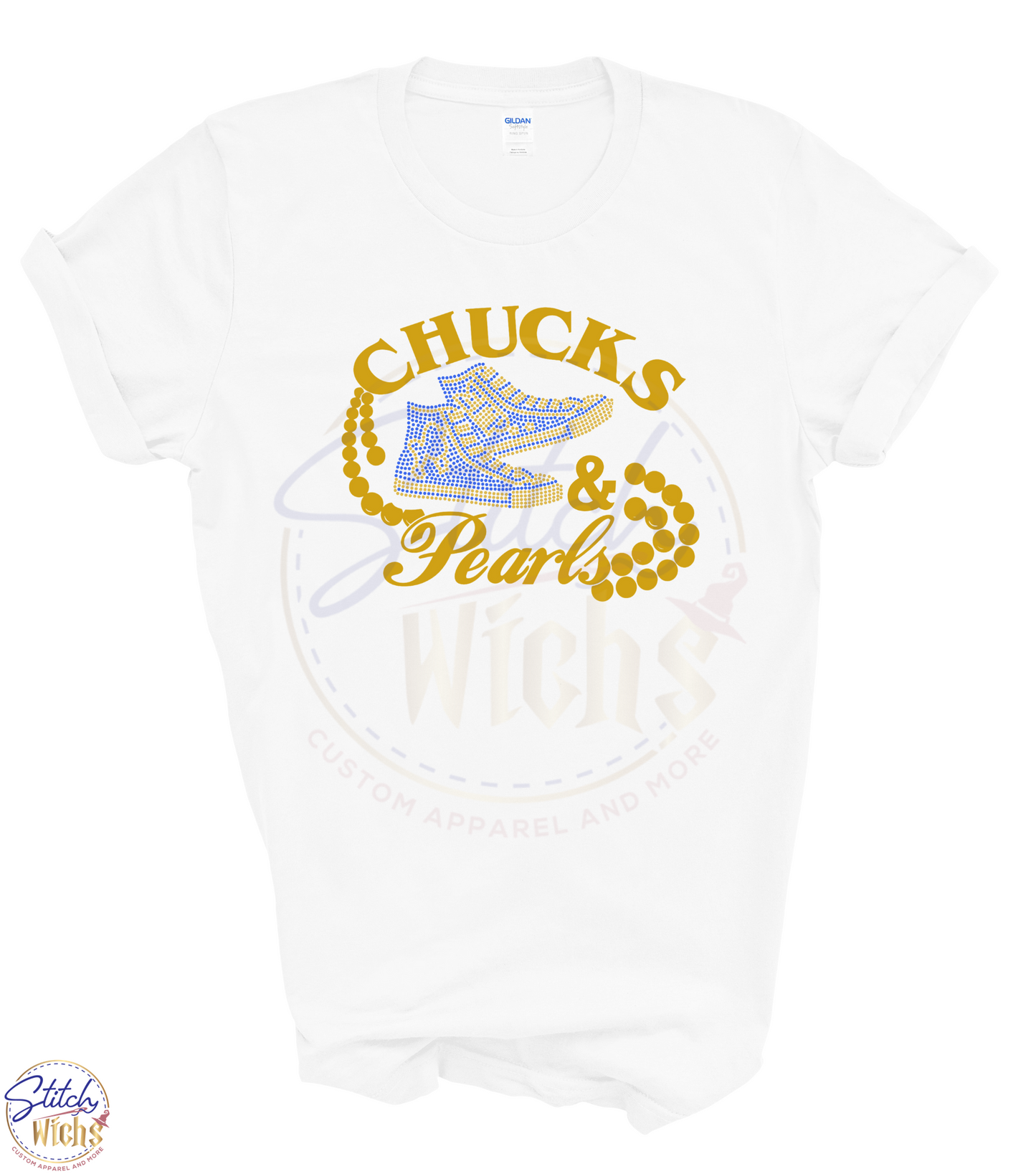 Bling Chucks & Pearls - Royal Blue & Gold